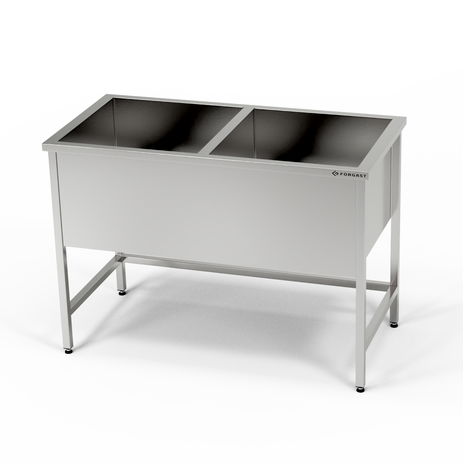 Bac inox 2 compartiments (prof. 40 cm) 160x70x85 cm | FORGAST