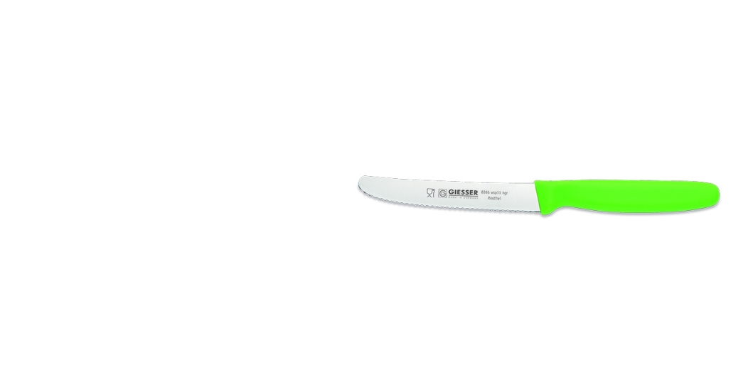 Couteau universel à bord ondulé - 11 cm, vert clair | GIESSER MESSER 8365 wsp 11 hgr
