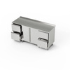 Table de travail inox avec placard et 2 blocs de 2 tiroirs 160x70x85 cm | FORGAST