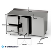 Table de travail en acier inoxydable avec placard et bloc de tiroirs 130x70x85 cm | FORGAST