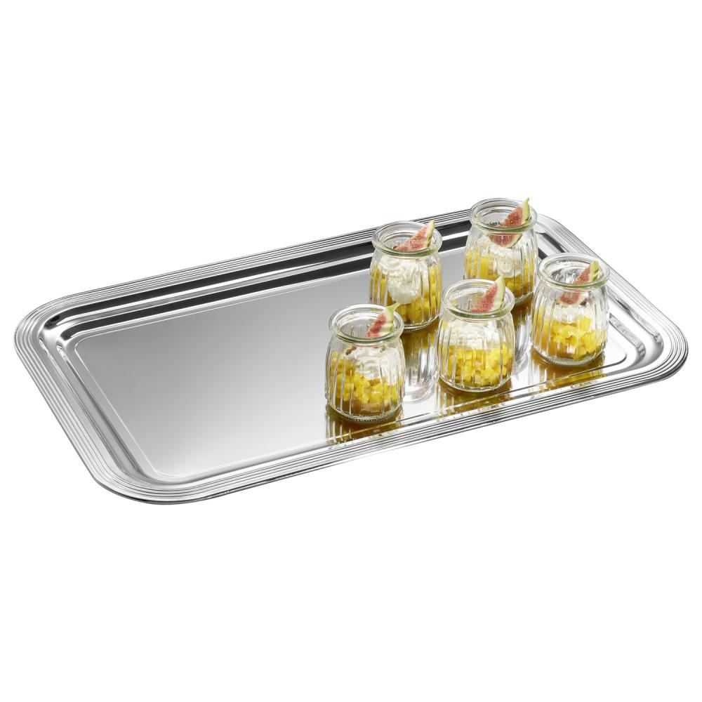 Plateau de banquet CLASSIC GN 1/1, acier inoxydable, 53x32,5x1,5 cm | APS 395