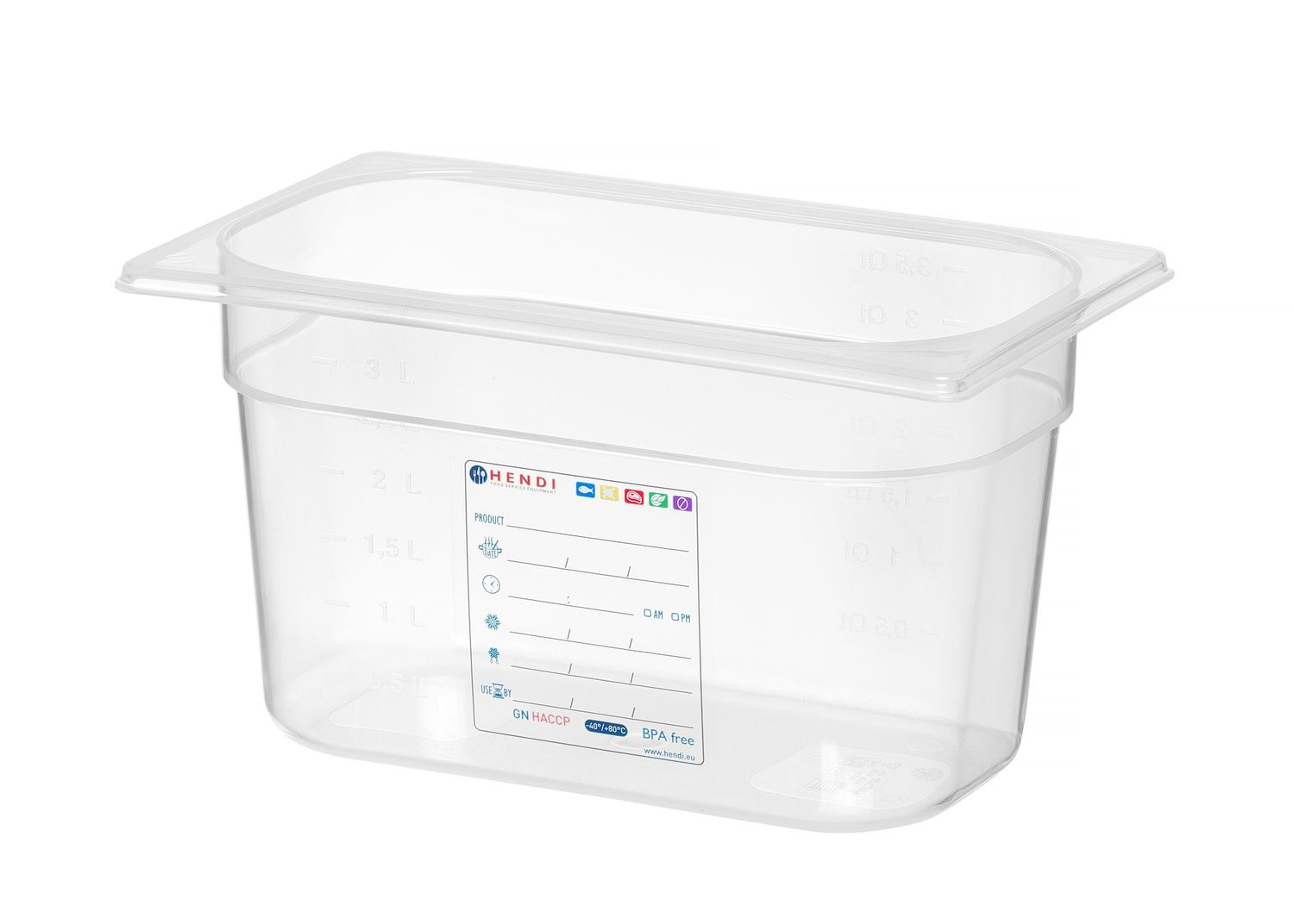Récipient GN 1/4 prof. 15 cm en polypropylène HACCP | HENDI 880364