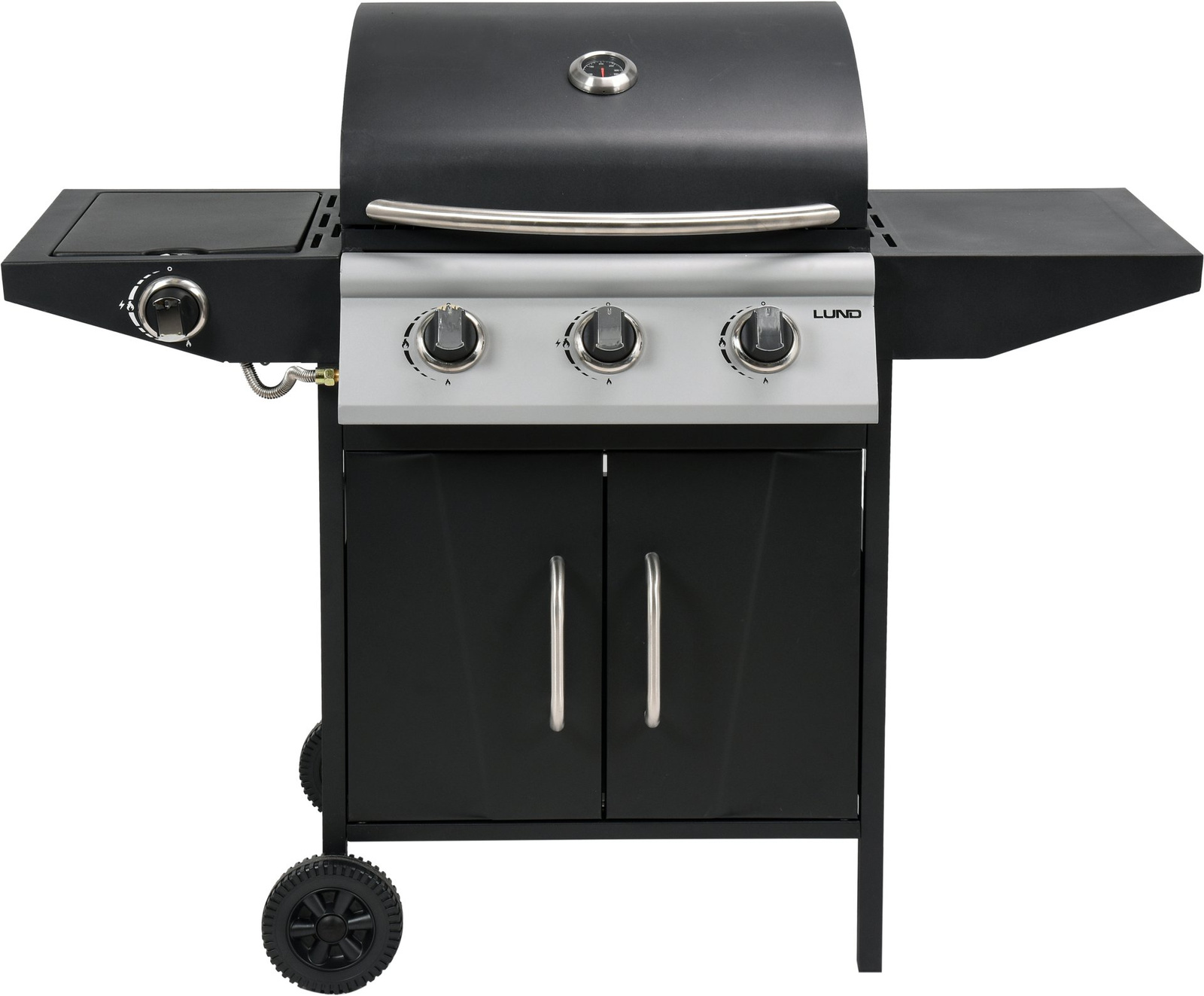 Barbecue à gaz BAVEN, 3+1, avec armoire, noir, 12,8 kW | LUND 99642