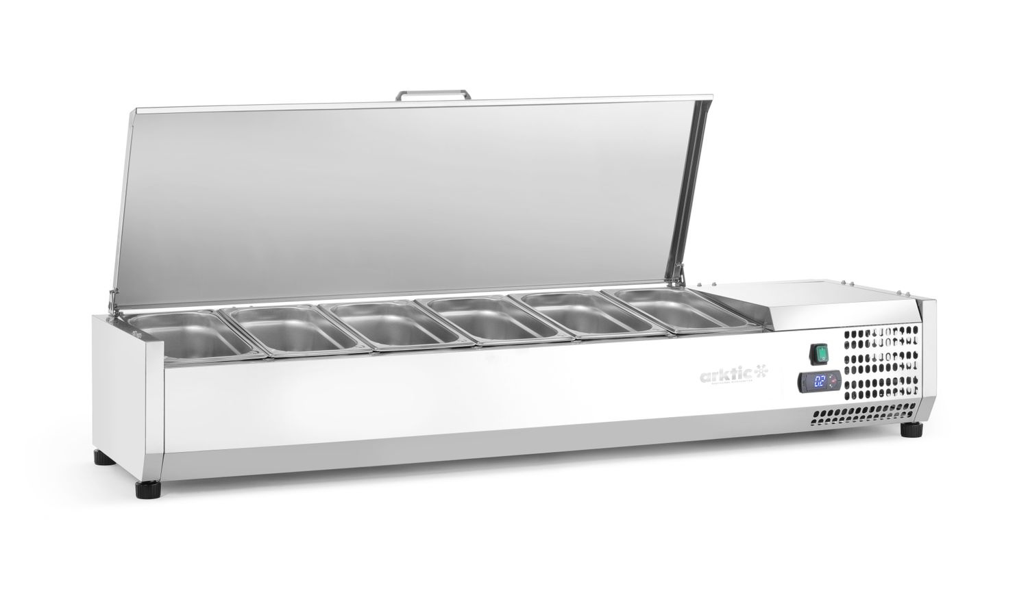Vitrine réfrigérée avec couvercle 6 GN 1/3, 2-8°C, 0,18 kW | HENDI 233955