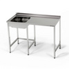 Table inox avec évier 1 bac et emplacement pour lave-vaisselle 140x60x85 cm | FORGAST