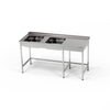 Table en acier inoxydable avec évier à 2 bacs 170x60x85 cm | FORGAST