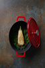 Cocotte en fonte avec couvercle rouge - cap. 4L l HENDI 626849