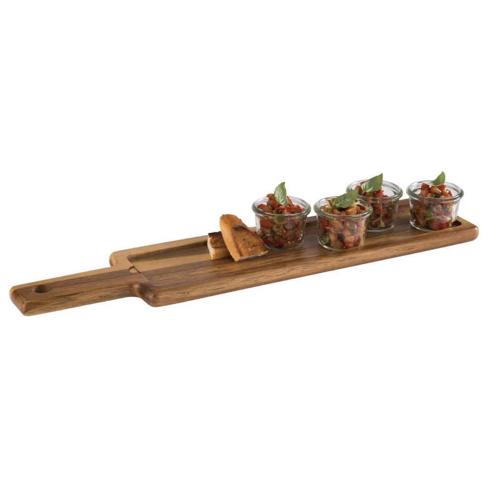 Planche de service avec plateau en ardoise, marron, 55x12x2 cm | APS 813