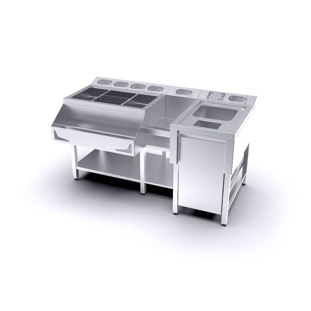 Station de bar 6x GN 1/9 avec rince-verres | FORGAST FG15412