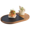 Planche de service FUSIONA avec plateau en ardoise, marron, 28x17,5x2 cm | APS 814