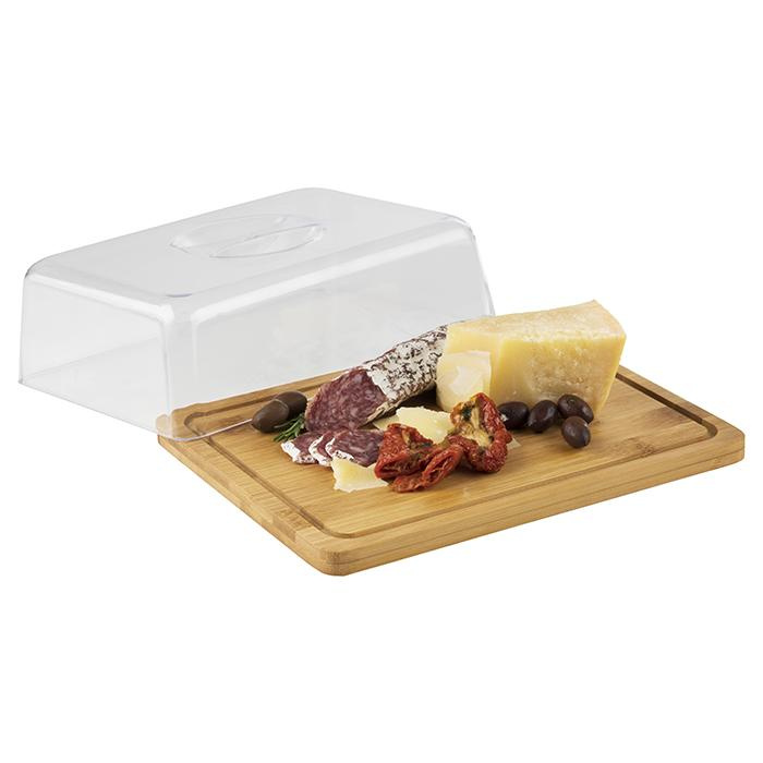 Plateau en bambou avec couvercle en polystyrène, 24x18x8 cm | APS 820