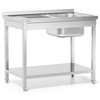Table inox avec évier 1 bac à droite avec étagère 100x60x85 à visser | FORGAST FG15338