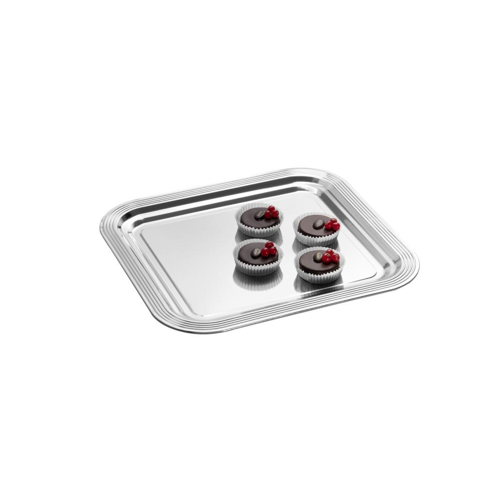 Plateau de banquet CLASSIC, acier inoxydable, 35,4x32,5x1,5 cm | APS 389