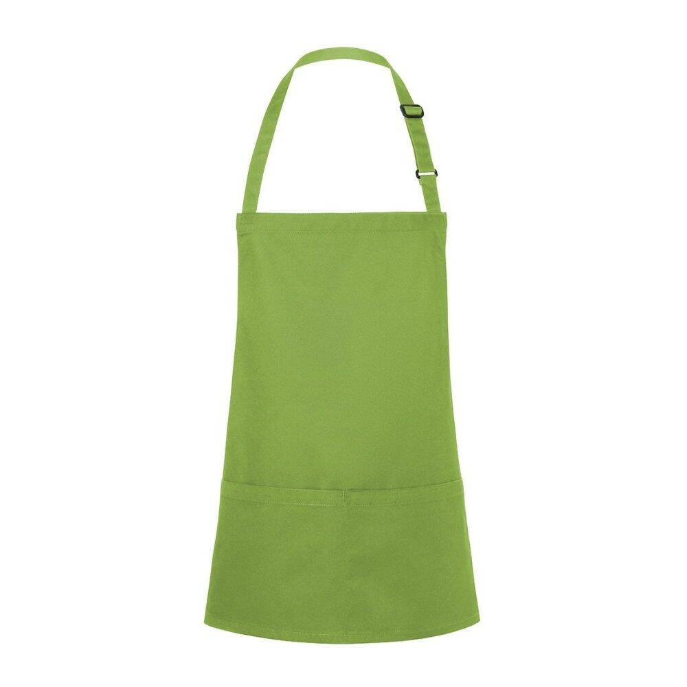 Tablier court Basic 75 x 60 cm avec poche et boucle citron vert | KARLOWSKY BLS 6-81-Stck
