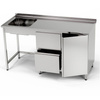 Table inox avec évier 1 bac, placard et bloc de tiroirs 190x60x85 cm | FORGAST