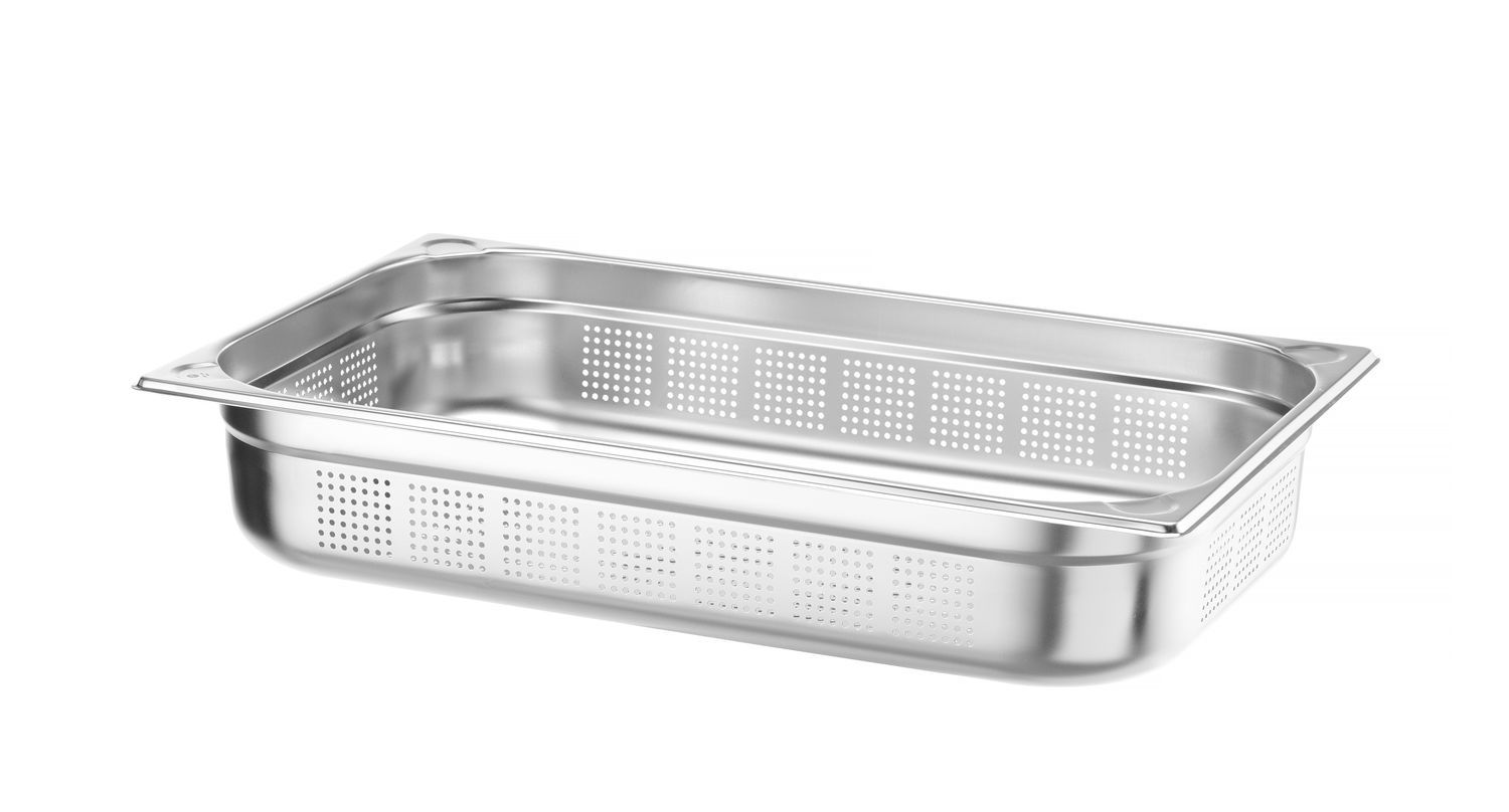 Récipient GN 1/1 prof. 10 cm en acier inoxydable KITCHEN LINE perforé | HENDI 807132