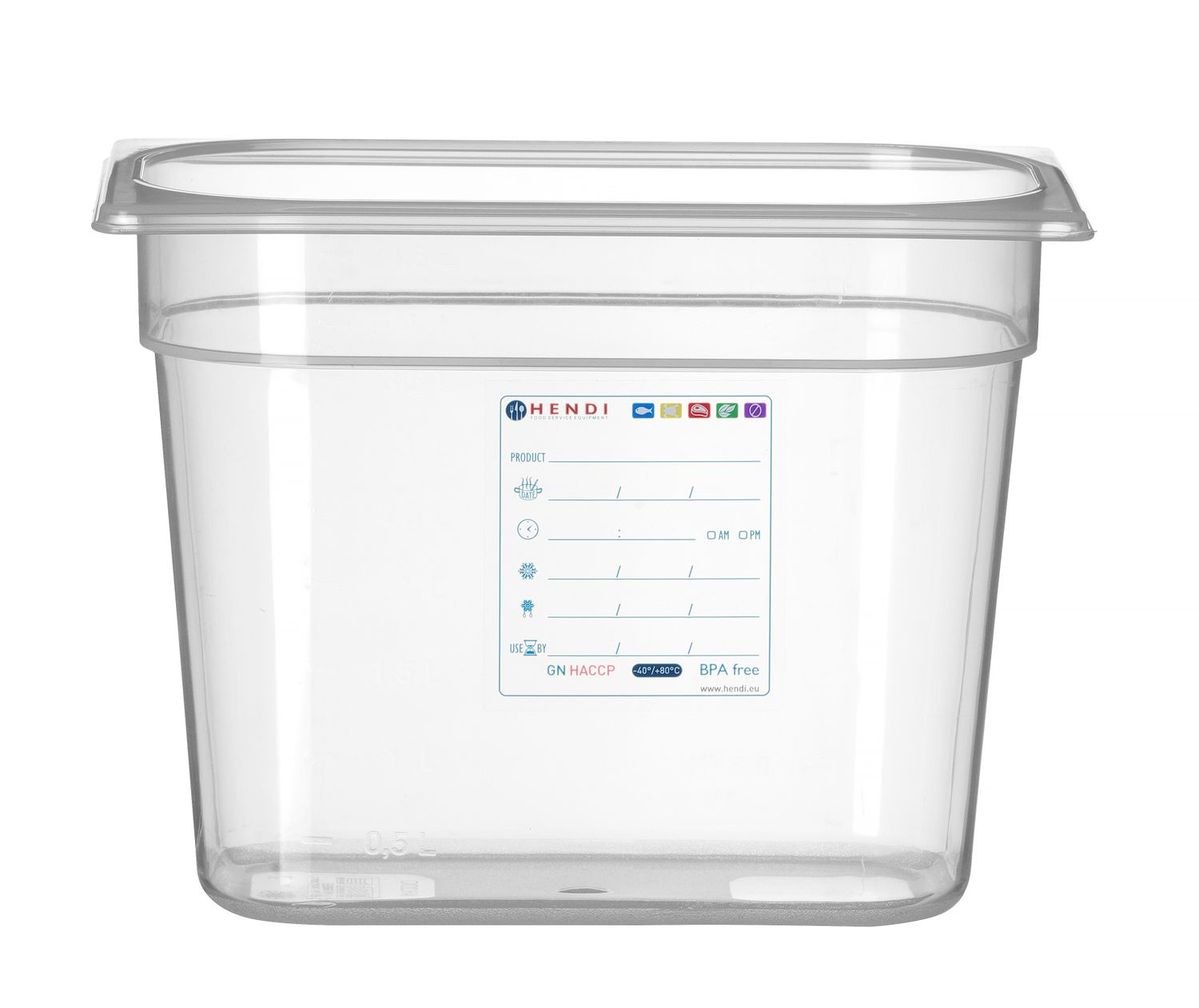 Récipient GN 1/4 prof. 20 cm en polypropylène HACCP | HENDI 880357