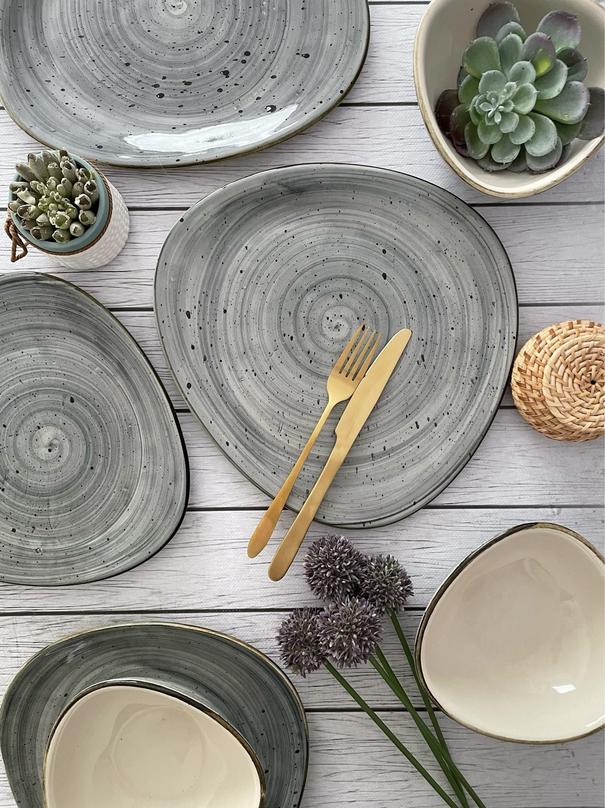 Assiette à dessert Delta Rustic grise 19 cm | KERA CERAMIKA 15.4/R.SZ
