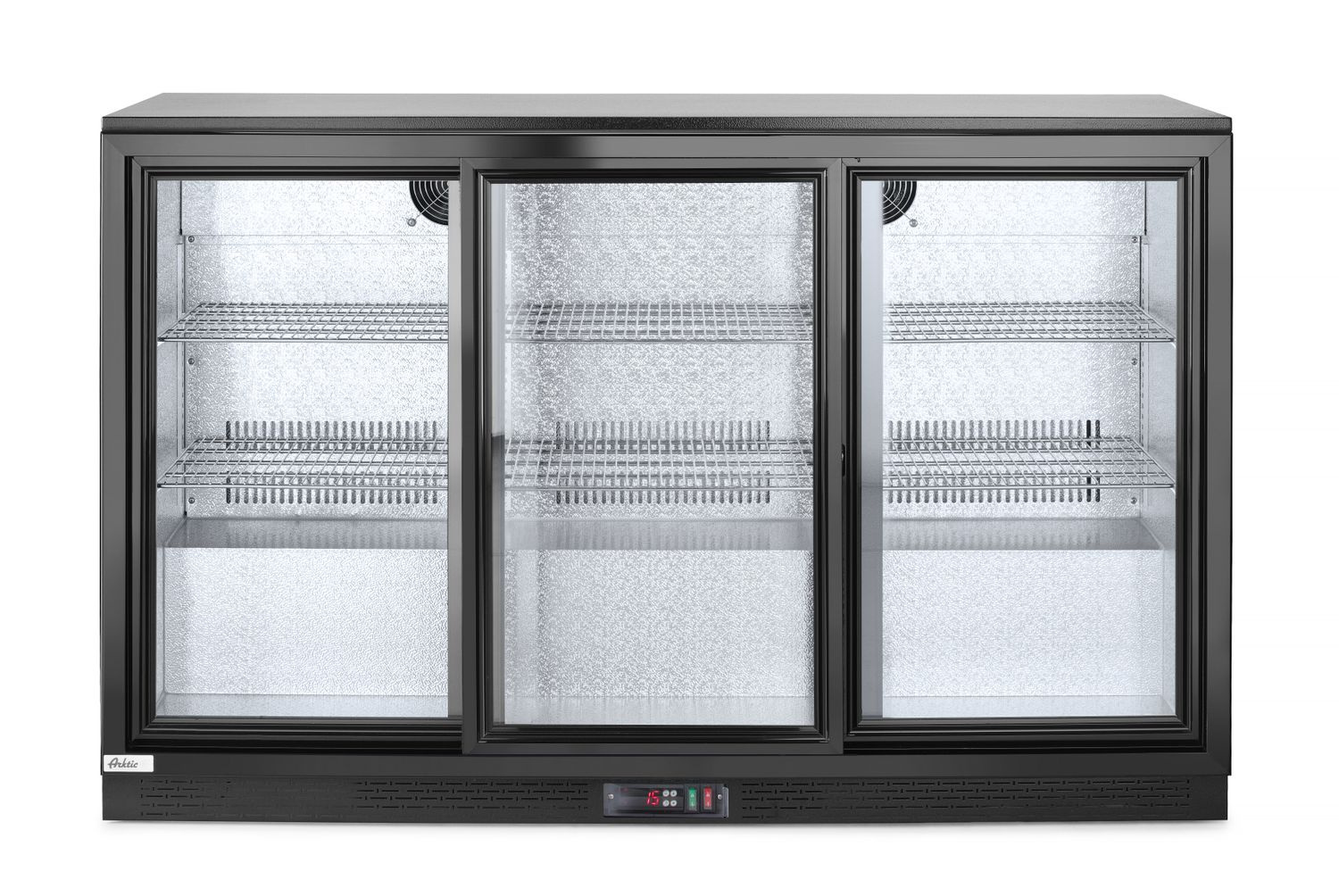 Réfrigérateur de bar 3-portes pour boissons 338 l, aluminium, noir, 2-10°C | ARKTIC 235836