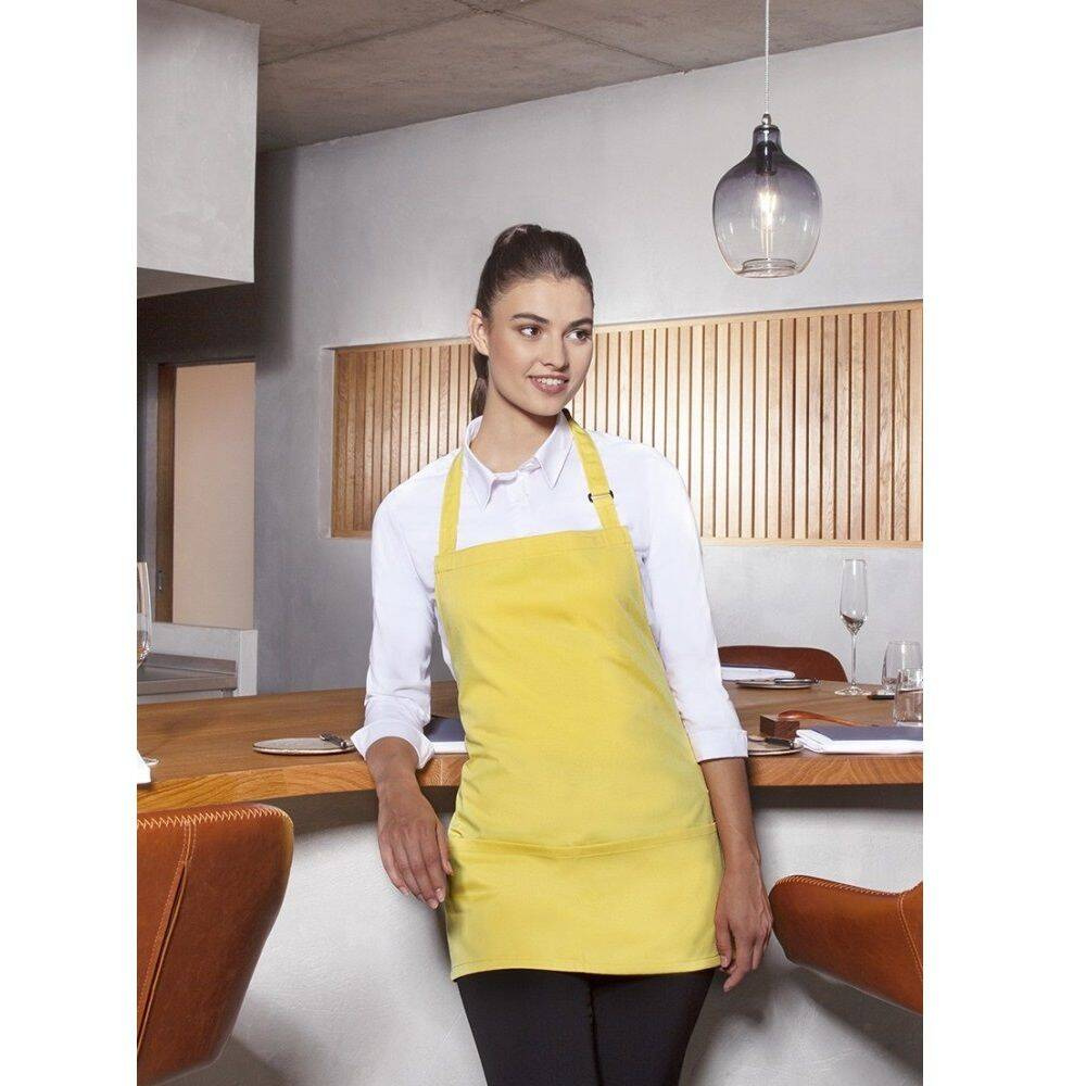 Tablier court Basic 75 x 60 cm avec poche et boucle jaune soleil | KARLOWSKY BLS 6-86-Stck