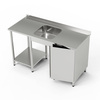 Table inox avec évier 1 bac, placard et étagère 250x60x85 cm | FORGAST