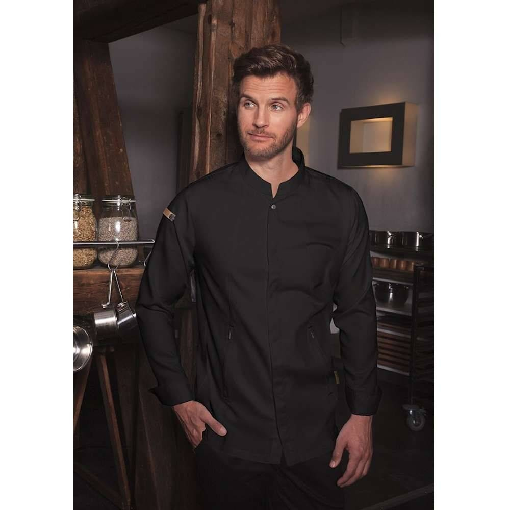 Veste de cuisine Green-Generation noire pour homme | KARLOWSKY JM 35-1