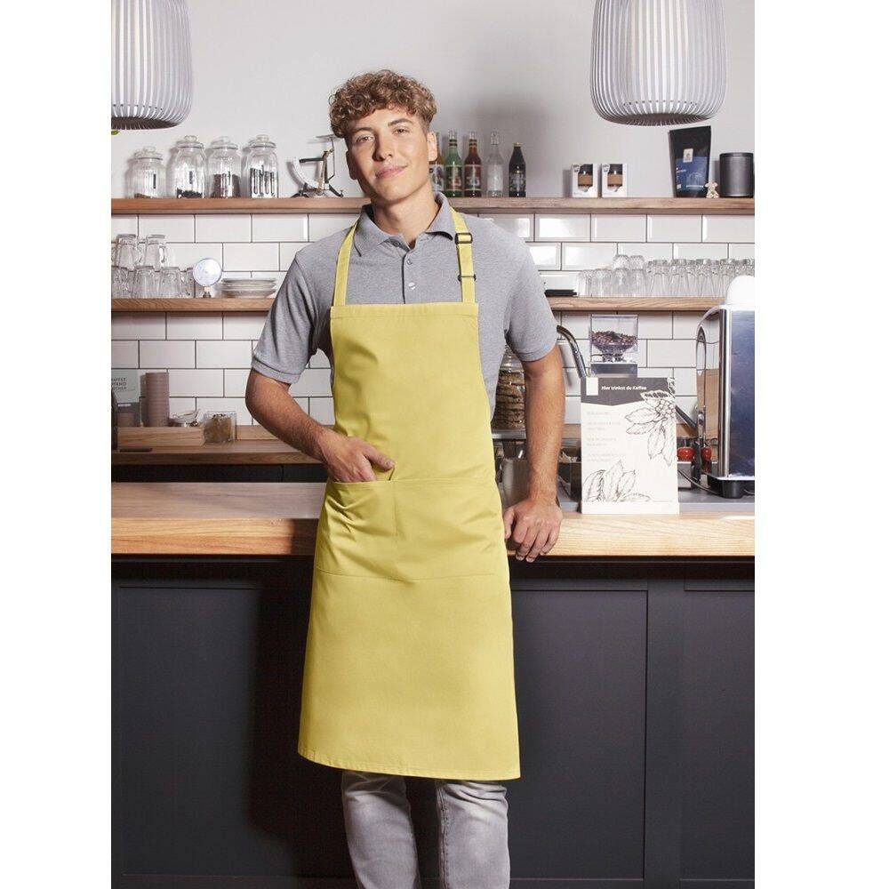 Tablier de cuisine Basic 75 x 90 cm avec poche et boucle jaune soleil | KARLOWSKY BLS 5-86-Stck