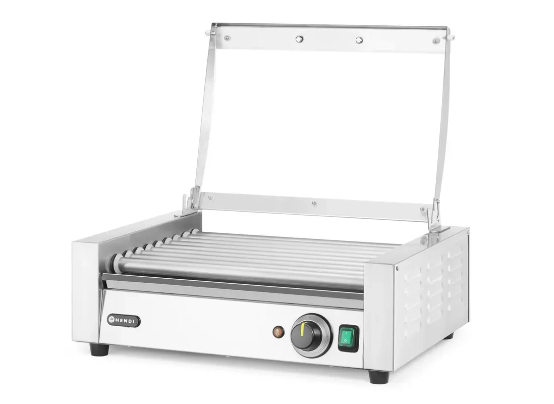Réchauffeur à rouleaux pour hot-dogs, monozone avec couvercle, 9 rouleaux, 0,79 kW, 230 V | HENDI 268643