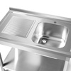 Table inox avec évier 1 bac à droite avec étagère 100x60x85 à visser | FORGAST FG15338