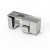 Table inox avec évier 1 bac, placard et bloc de tiroirs et placard 280x60x85 cm | FORGAST
