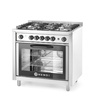Cuisinière professionnelle à gaz à 5 brûleurs avec four électrique, 16,7 kW | HENDI 225707
