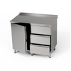 Table de travail en acier inoxydable avec armoire et bloc de 3 tiroirs 100x60x85 cm | FORGAST