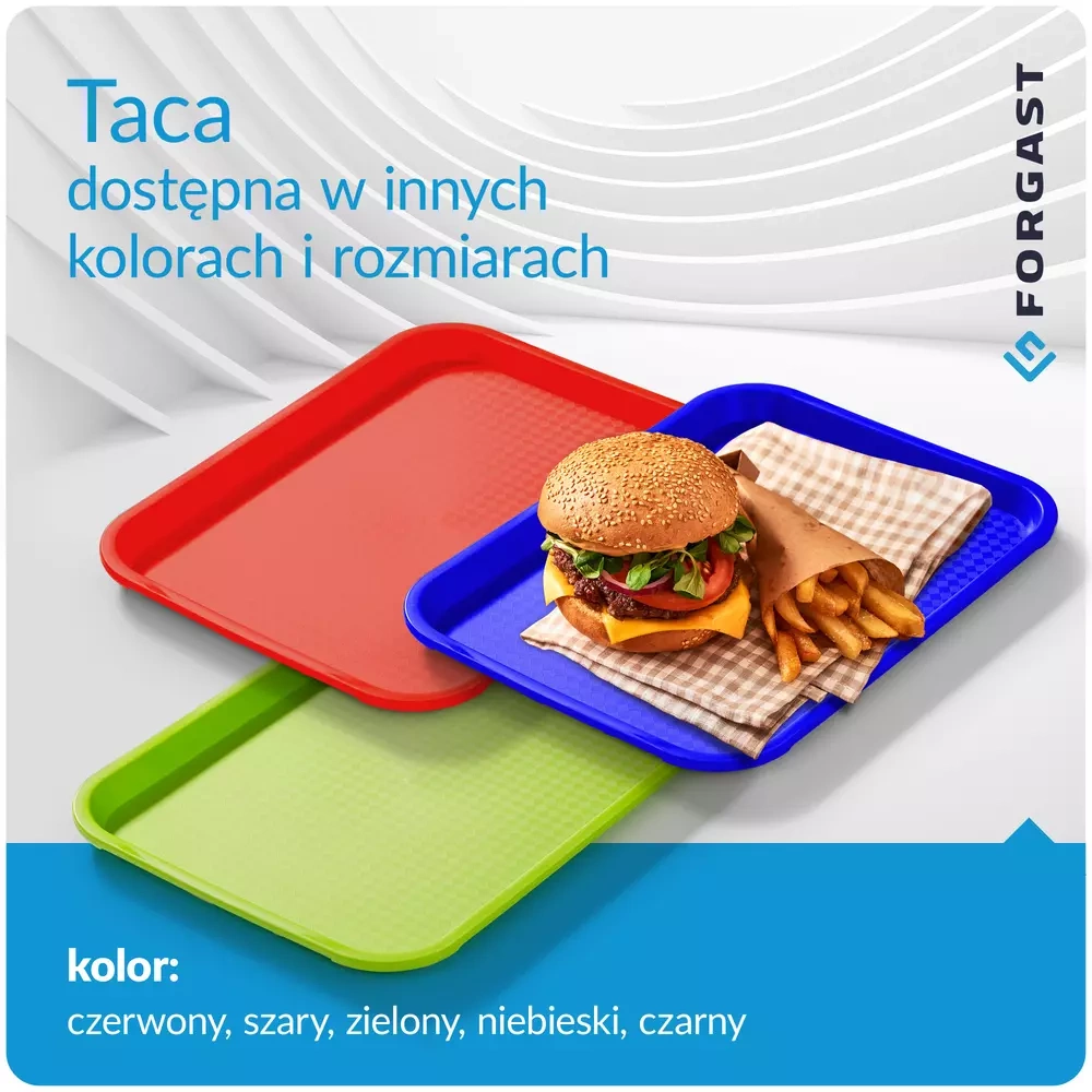 Plateau fast food vert, polypropylène, 40x30 cm, rectangulaire | FORGAST FG12522