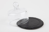 Assiette en ardoise naturelle avec couvercle en verre, MORRA, diamètre 10,5 cm | APS 984
