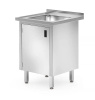 Table avec évier à 1 cuve et placard, 60x60x85 cm | HENDI 813522