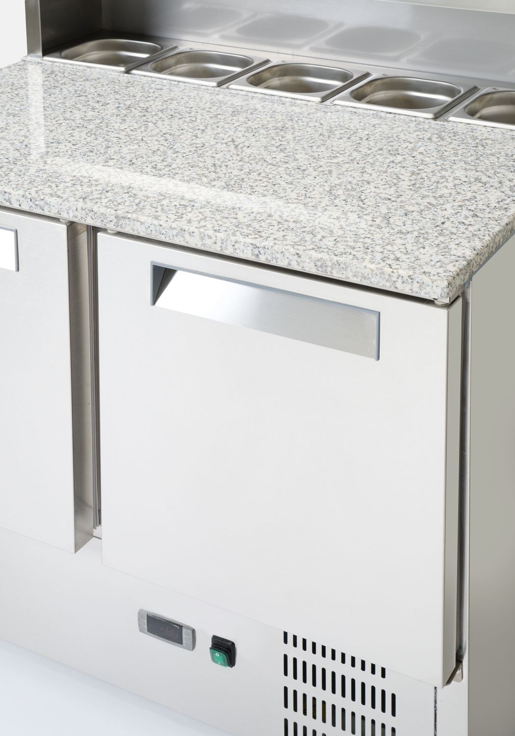 Table réfrigérée 2-portes pour pizza avec superstructure, 247 l, 90x70x107 cm, 2 portes | HENDI 236208