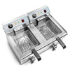 Friteuse électrique 2 cuves 2x16L avec robinet de vidange, zone froide, 10 kW, 230 V | FORGAST FG09016