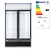 Vitrine réfrigérée avec panneau lumineux, 681 l, 2 portes, aluminium blanc, 2-10°C | ARKTIC 233795