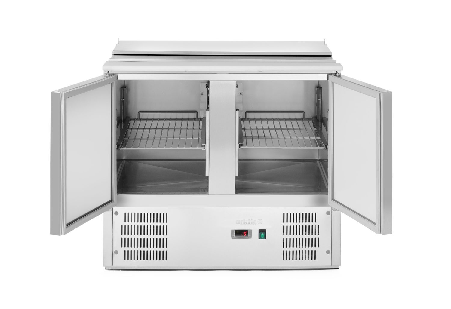 Table réfrigérée à salades 2-portes avec couvercle rabattable, 247 l, 90x70x86 cm, 145 W | ARKTIC 236161