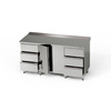 Table de travail en acier inoxydable avec placard et 2 blocs de 3 tiroirs 200x60x85 cm | FORGAST