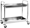 Chariot de service en acier inoxydable à 2 étagères profondes pliable | YATO YG-09099