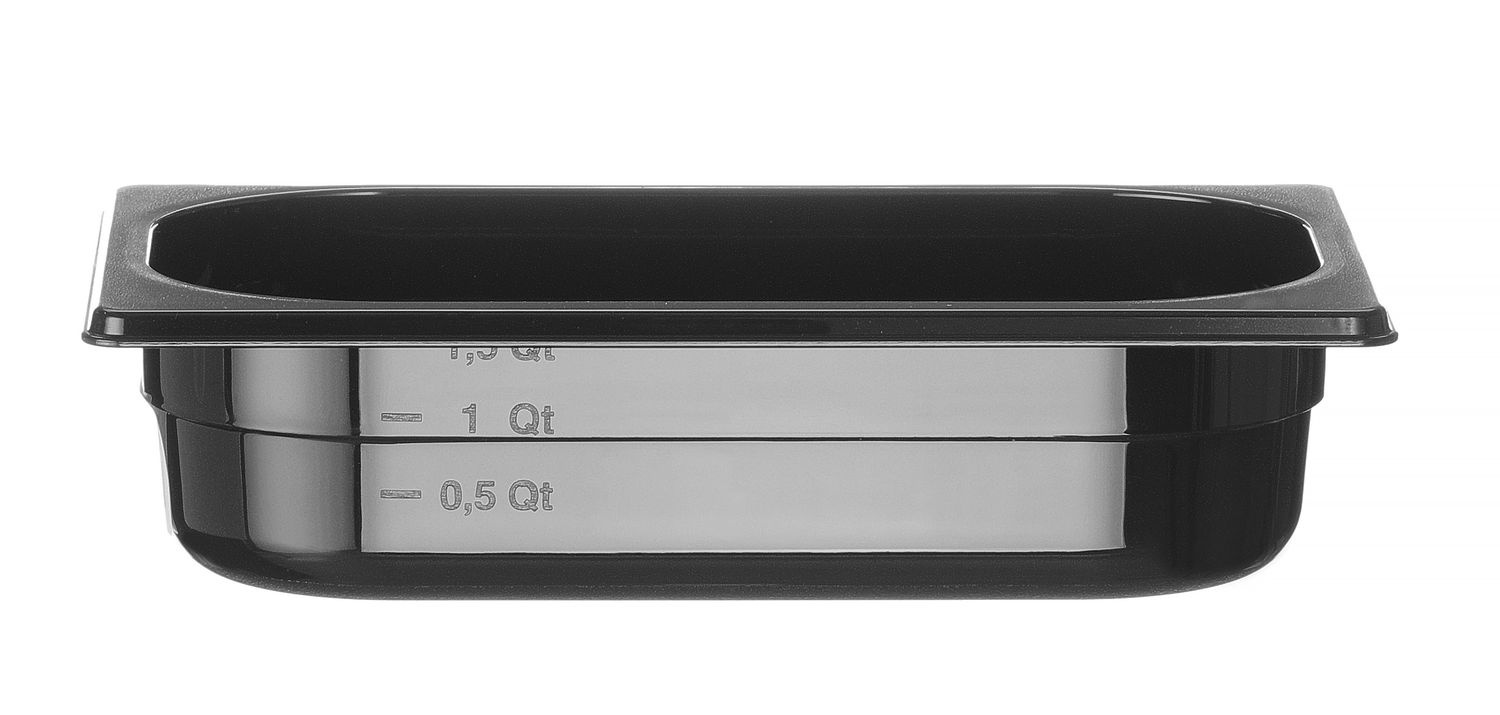Récipient GN 1/4 prof. 6,5 cm en polycarbonate noir | HENDI 862636