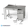 Table de travail inox avec placard 200x70x85 cm | FORGAST