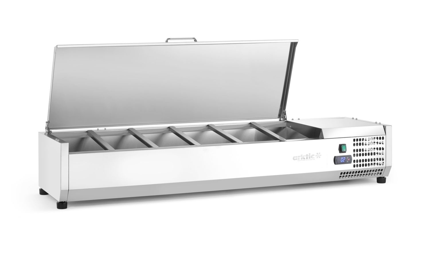 Vitrine réfrigérée avec couvercle 6 GN 1/3, 2-8°C, 0,18 kW | HENDI 233955