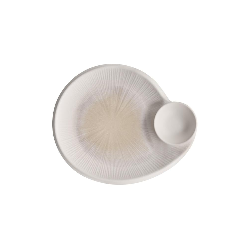 Assiette BLUSH avec bol, en mélamine, blanc-beige, 24x20x2,5 cm | APS 85515