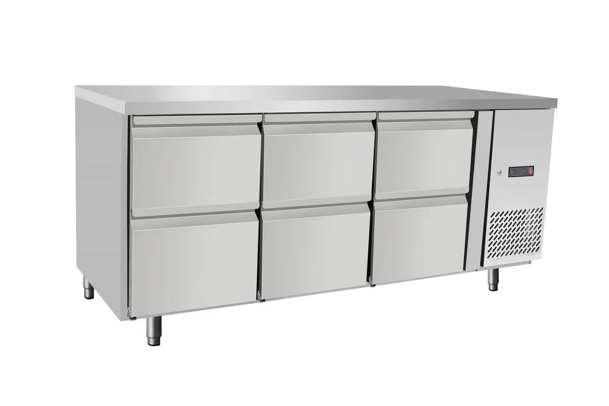 Table réfrigérée avec 6 tiroirs GN 1/1, groupe latéral, 420 l, 179,5x70x87,9 cm | ARKTIC 237069