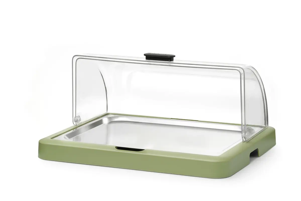 Vitrine réfrigérée simple roll-top Duo UNIQ conçue par Robert Bronwasser, verte, 46x35x22 cm | HENDI 871966
