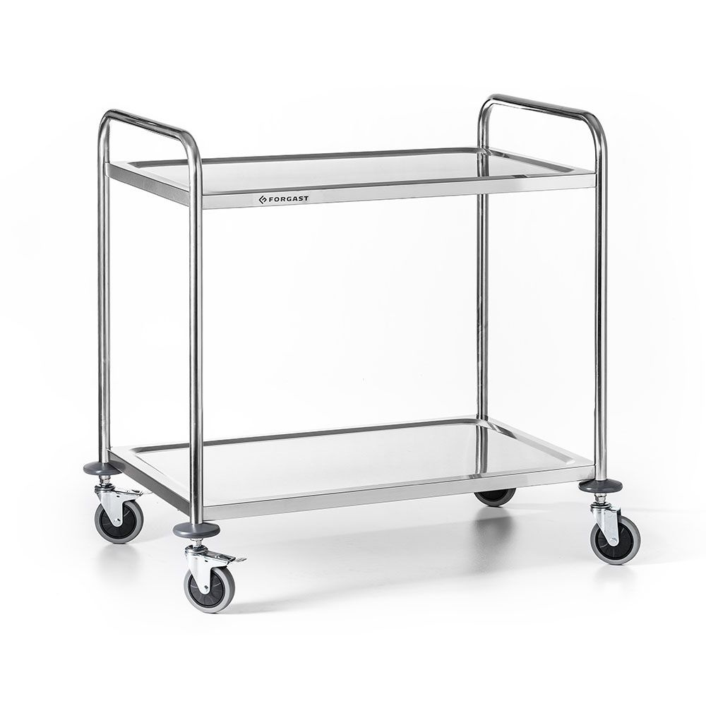 Chariot de service en acier inoxydable à 2 étagères pliable | FORGAST FG01002