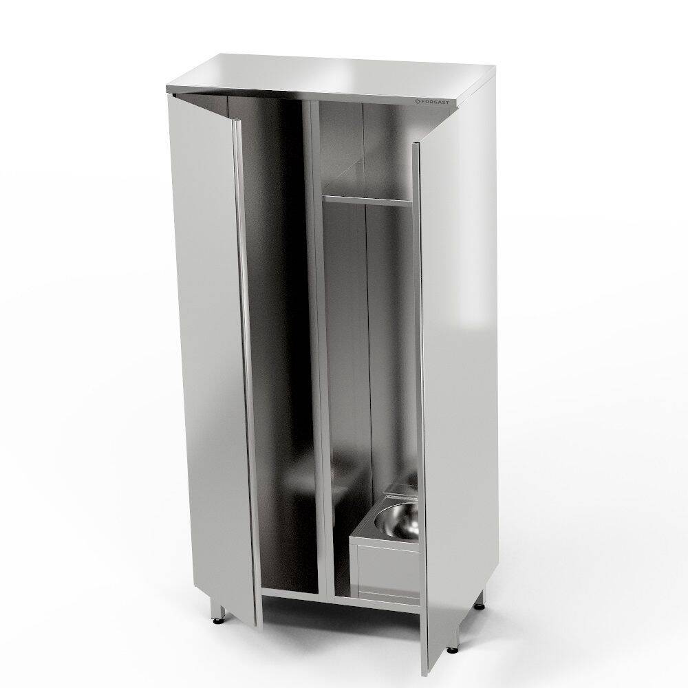 Armoire de rangement inox à deux compartiments avec lavabo 100x50x180 cm | FORGAST