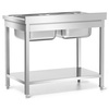 Table inox avec évier 2 bacs avec étagère 120x60x85 à monter | FORGAST FG15340